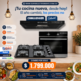 Combo de Extractor+ Estufa de Empotrar+ Horno Eléctrico/6323-CX4000NE-HE2502
