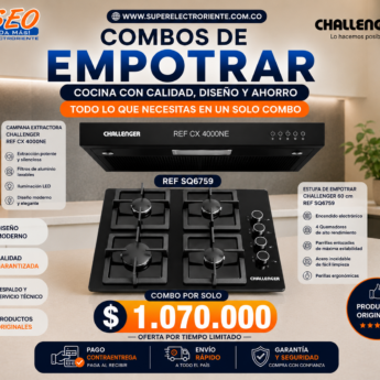 Combo cubierta Vidrio Challenger  + Extractor de olores 2 challenger