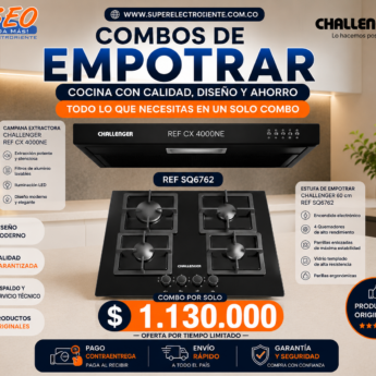Combo cubierta Vidrio Challenger  + Extractor de olores 2 challenger